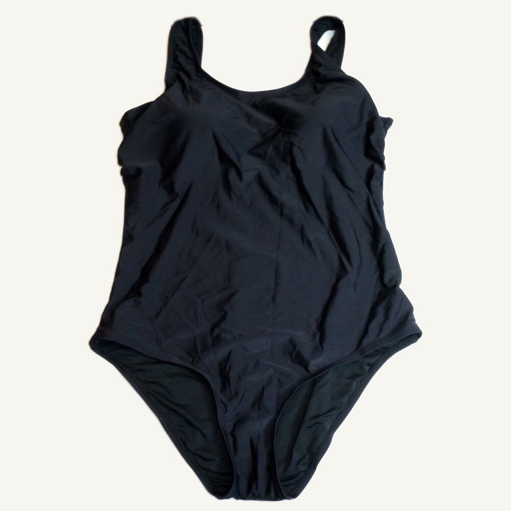 Women's Black One-Piece Swimsuit - Crisscross Back, Large - Flattering & Stylish